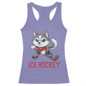 Funny Husky Playing Ice Hockey Racerback Tank Top Gift For Dog Lovers TS12 Violet Print Your Wear