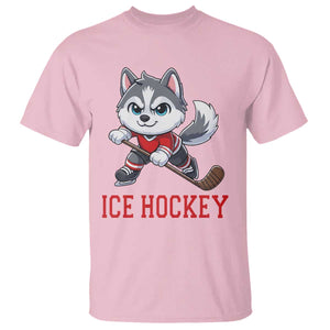 Funny Husky Playing Ice Hockey T Shirt Gift For Dog Lovers TS12 Light Pink Print Your Wear