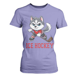 Funny Husky Playing Ice Hockey T Shirt For Women Gift For Dog Lovers TS12 Violet Print Your Wear