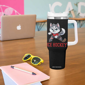 Funny Husky Playing Ice Hockey Tumbler With Handle Gift For Dog Lovers TS12 Print Your Wear