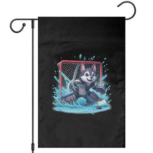 Siberian Husky Ice Hockey Player Garden Flag Funny Goalie Gift TS12 Black Print Your Wear