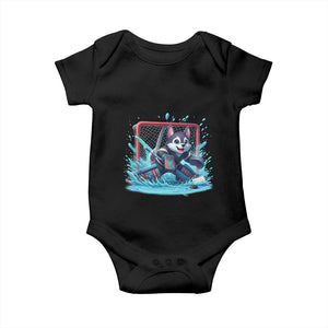 Siberian Husky Ice Hockey Player Baby Onesie Funny Goalie Gift TS12 Black Print Your Wear