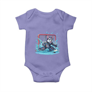 Siberian Husky Ice Hockey Player Baby Onesie Funny Goalie Gift TS12 Violet Print Your Wear