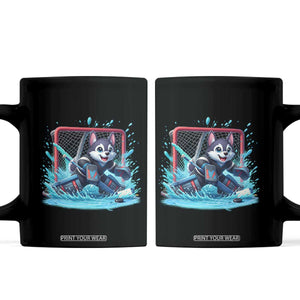 Siberian Husky Ice Hockey Player Coffee Mug Funny Goalie Gift TS12 Black Print Your Wear
