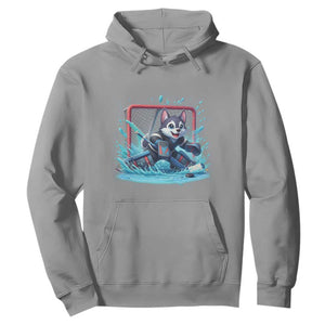 Siberian Husky Ice Hockey Player Hoodie Funny Goalie Gift TS12 Sport Gray Print Your Wear