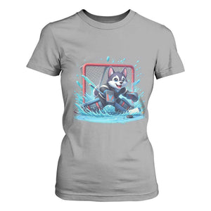Siberian Husky Ice Hockey Player T Shirt For Women Funny Goalie Gift TS12 Sport Gray Print Your Wear