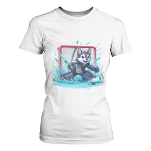 Siberian Husky Ice Hockey Player T Shirt For Women Funny Goalie Gift TS12 White Print Your Wear
