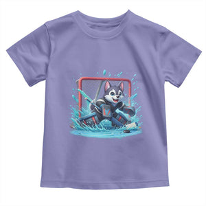 Siberian Husky Ice Hockey Player Toddler T Shirt Funny Goalie Gift TS12 Violet Print Your Wear
