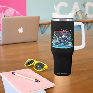 Siberian Husky Ice Hockey Player Tumbler With Handle Funny Goalie Gift TS12 Print Your Wear