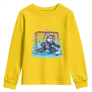 Siberian Husky Ice Hockey Player Youth Sweatshirt Funny Goalie Gift TS12 Daisy Print Your Wear