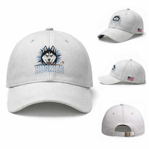 Cool Siberian Husky Ice Hockey Baseball Cap Gift For Dog Lovers TS12 Baseball Cap Universal Fit White Print Your Wear