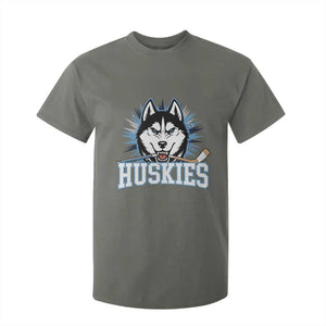 Cool Siberian Husky Ice Hockey T Shirt For Kid Gift For Dog Lovers TS12 Military Green Print Your Wear