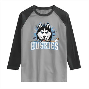 Cool Siberian Husky Ice Hockey Raglan Shirt Gift For Dog Lovers TS12 Sport Gray Black Print Your Wear