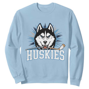 Cool Siberian Husky Ice Hockey Sweatshirt Gift For Dog Lovers TS12 Light Blue Print Your Wear