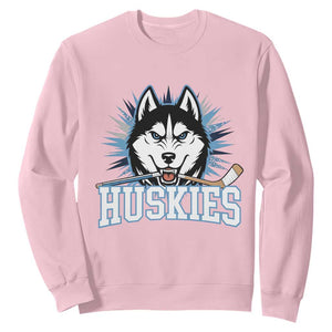 Cool Siberian Husky Ice Hockey Sweatshirt Gift For Dog Lovers TS12 Light Pink Print Your Wear