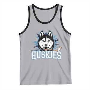 Cool Siberian Husky Ice Hockey Tank Top Gift For Dog Lovers TS12 Athletic Heather Black Print Your Wear