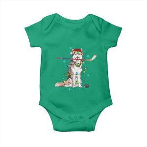 Funny Christmas Husky Ice Hockey Player Holiday Gift Baby Onesie TS12 Irish Green Print Your Wear