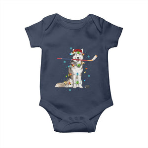 Funny Christmas Husky Ice Hockey Player Holiday Gift Baby Onesie TS12 Navy Print Your Wear