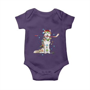 Funny Christmas Husky Ice Hockey Player Holiday Gift Baby Onesie TS12 Purple Print Your Wear