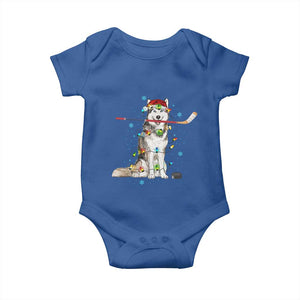 Funny Christmas Husky Ice Hockey Player Holiday Gift Baby Onesie TS12 Royal Blue Print Your Wear