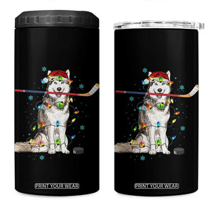 Funny Christmas Husky Ice Hockey Player Holiday Gift 4 in 1 Can Cooler Tumbler TS12 One Size: 16 oz Black Print Your Wear