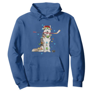 Funny Christmas Husky Ice Hockey Player Holiday Gift Hoodie TS12 Royal Blue Print Your Wear