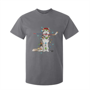 Funny Christmas Husky Ice Hockey Player Holiday Gift T Shirt For Kid TS12 Charcoal Print Your Wear