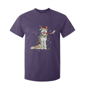 Funny Christmas Husky Ice Hockey Player Holiday Gift T Shirt For Kid TS12 Purple Print Your Wear