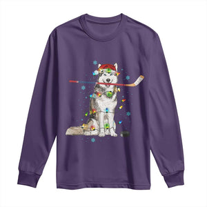 Funny Christmas Husky Ice Hockey Player Holiday Gift Long Sleeve Shirt TS12 Purple Print Your Wear