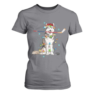 Funny Christmas Husky Ice Hockey Player Holiday Gift T Shirt For Women TS12 Charcoal Print Your Wear