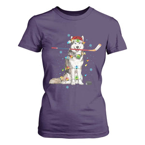 Funny Christmas Husky Ice Hockey Player Holiday Gift T Shirt For Women TS12 Purple Print Your Wear
