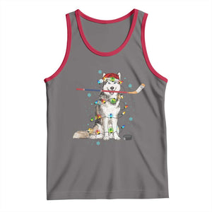 Funny Christmas Husky Ice Hockey Player Holiday Gift Tank Top TS12 Deep Heather Red Print Your Wear