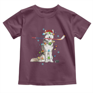 Funny Christmas Husky Ice Hockey Player Holiday Gift Toddler T Shirt TS12 Maroon Print Your Wear
