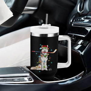 Funny Christmas Husky Ice Hockey Player Holiday Gift Tumbler With Handle TS12 Print Your Wear