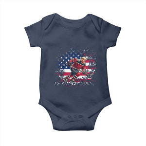 Funny Trump Playing Ice Hockey Baby Onesie Funny Patriotic Gift TS12 Navy Print Your Wear