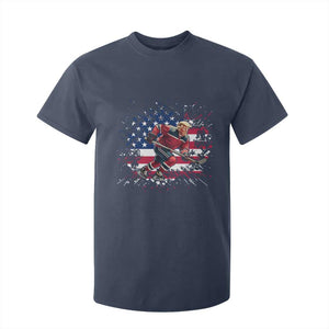 Funny Trump Playing Ice Hockey T Shirt For Kid Funny Patriotic Gift TS12 Navy Print Your Wear