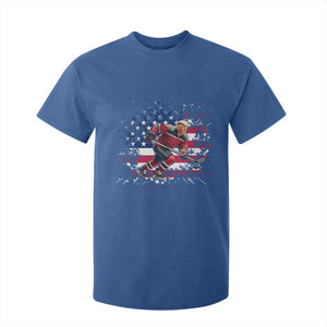 Funny Trump Playing Ice Hockey T Shirt For Kid Funny Patriotic Gift TS12 Royal Blue Print Your Wear
