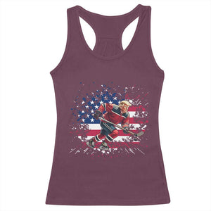 Funny Trump Playing Ice Hockey Racerback Tank Top Funny Patriotic Gift TS12 Maroon Print Your Wear