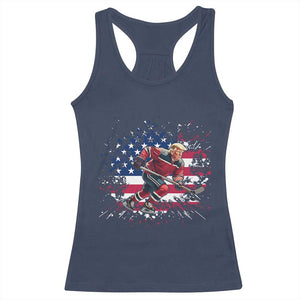 Funny Trump Playing Ice Hockey Racerback Tank Top Funny Patriotic Gift TS12 Navy Print Your Wear