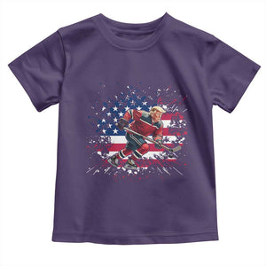 Funny Trump Playing Ice Hockey Toddler T Shirt Funny Patriotic Gift TS12 Purple Print Your Wear