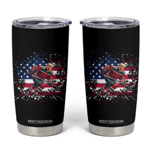 Funny Trump Playing Ice Hockey Tumbler Cup Funny Patriotic Gift TS12 Black Print Your Wear