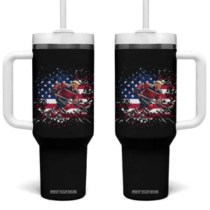 Funny Trump Playing Ice Hockey Tumbler With Handle Funny Patriotic Gift TS12 One Size: 40 oz Black Print Your Wear