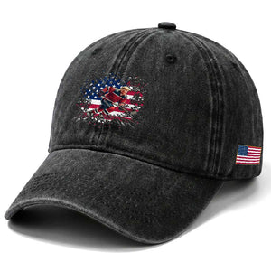 Funny Trump Playing Ice Hockey Washed Cotton Baseball Cap Funny Patriotic Gift TS12 Print Your Wear