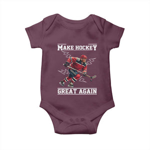 Funny Trump Ice Hockey Player Baby Onesie Make Hockey Great Again TS12 Maroon Print Your Wear