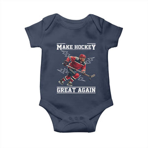 Funny Trump Ice Hockey Player Baby Onesie Make Hockey Great Again TS12 Navy Print Your Wear