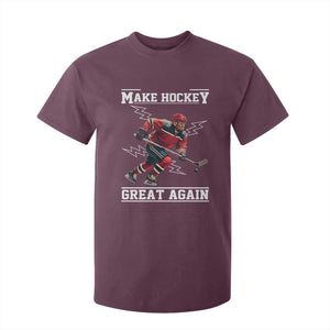 Funny Trump Ice Hockey Player T Shirt For Kid Make Hockey Great Again TS12 Maroon Print Your Wear