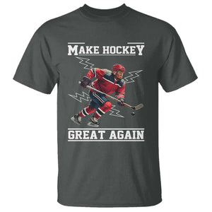 Funny Trump Ice Hockey Player T Shirt Make Hockey Great Again TS12 Dark Heather Print Your Wear
