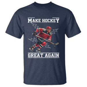 Funny Trump Ice Hockey Player T Shirt Make Hockey Great Again TS12 Navy Print Your Wear