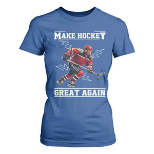 Funny Trump Ice Hockey Player T Shirt For Women Make Hockey Great Again TS12 Royal Blue Print Your Wear