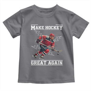 Funny Trump Ice Hockey Player Toddler T Shirt Make Hockey Great Again TS12 Charcoal Print Your Wear